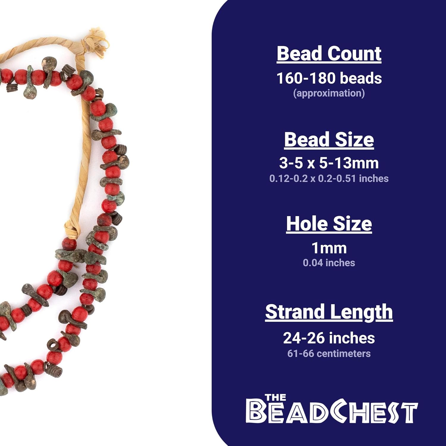 The Bead Chest Unusual Antique Nigerian Brass Beads 26 Inch Strand 9mm African 24-26 Inch Strand Handmade