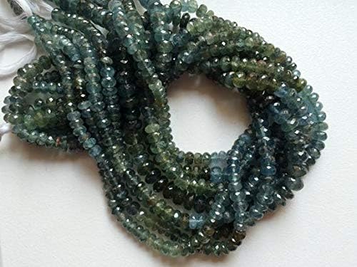 1 Strand Natural Moss Aquamarine Faceted Rondelle Beads, Moss Aquamarine Necklace, 7-9mm Beads, 14 Inch Code-HIGH-15817