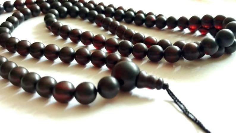 Natural baltic amber 7mm 108 Mala Beads, Spiritual, Meditation Beads, Reiki, Japa Mala, Buddhist Prayer Beads, Yoga Bracelet, healing beads LKMALA-RRGU-77