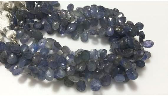 BEADS GEMSTONE 1 Strand Natural Tanzanite Briolette Beads, Pear Beads, 5x7mm Each, 33 Pieces, 4 Inch Code-HIGH-17837