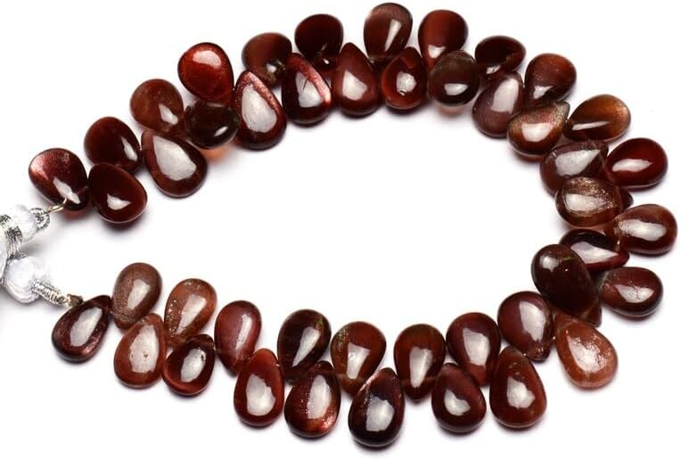 8 inch Strand of Natural Brown Scapolite 11x7-12x8 mm pear Smooth briolette Beads for DIY Jewelry Making. |BRIO_01344