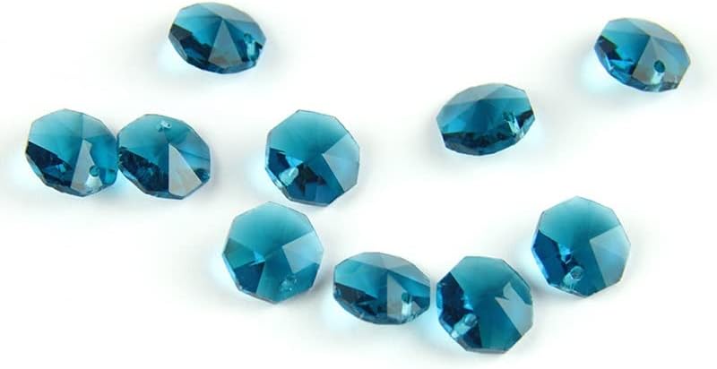 Hanging Crystals Prisms Blue 14mm Octagon Beads 100pcs/1000pcs Material Window Accessories Crystal Prisms Hangings Crystals for Decoration(1 Hole,1000pcs)