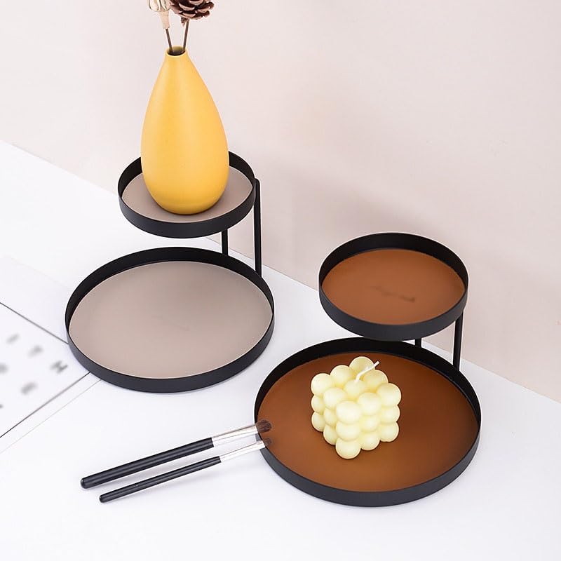 Tray Double-Layer Storage Tray Aromatherapy Candle Tray Cake Jewelry Display Tray Desktop Storage Double-Layer Tray Serving Trays(B,Medium)