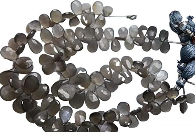 8'' Long Natural Grey Moonstone Faceted Pear Briolettes, Size 16-10mm lot of 10 Strands CHIK-STRD-95096