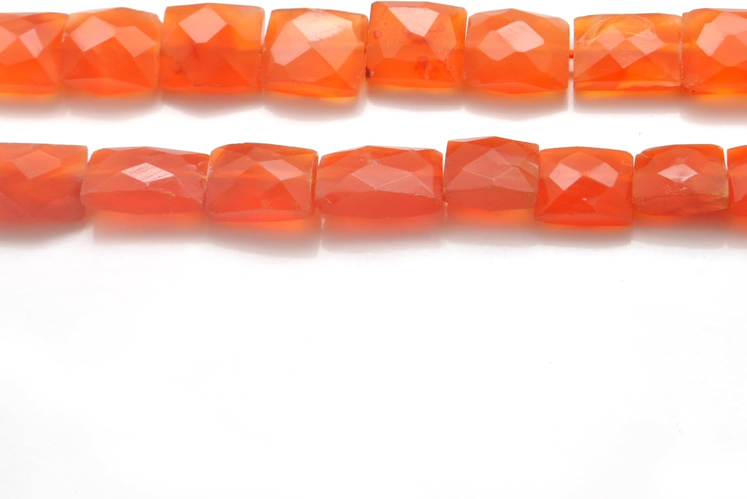 Kanika Creations Natural Carnelian Faceted Rectangle Beads 8 x 10 mm to 9 x 12 mm – 35 Pcs 16.5