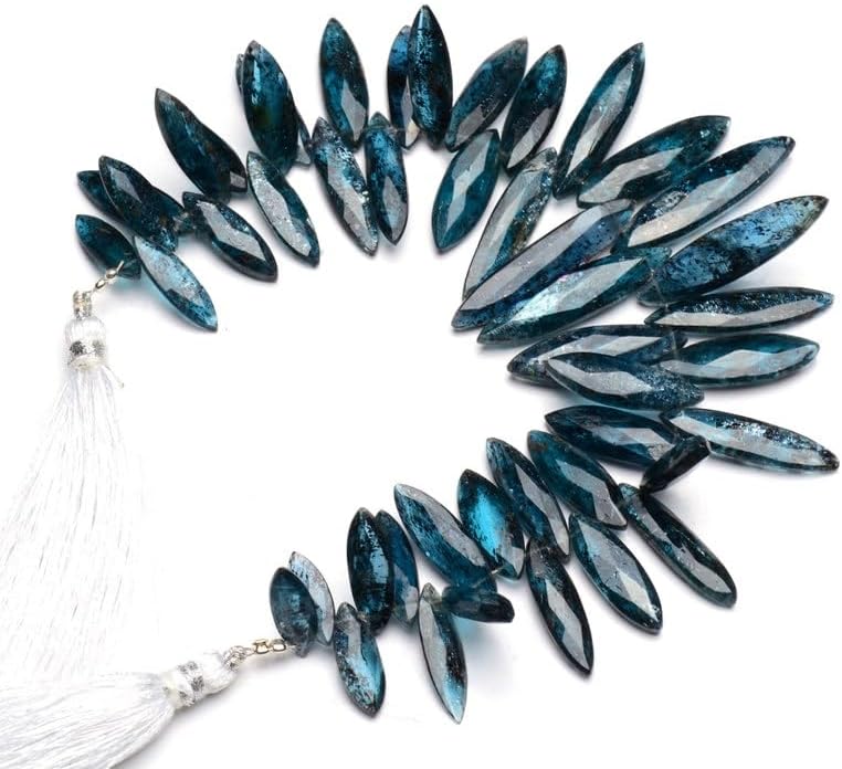 8 inch Strand of Natural Green kyanite 15x6-32x8 mm Marquise Faceted briolette Beads for DIY Jewelry Making. |BRIO_03837