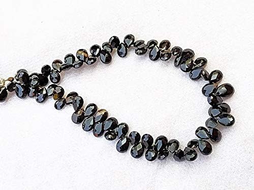 GEMZ 13 inch Strand of Natural Black Onyx pear Shape Faceted Cut Black Color briollete Beads for DIY Jewelry Making- Earring Necklace Bracelet.