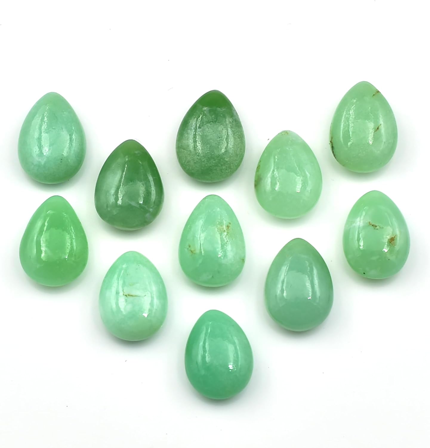 5 Pcs Natural Chrysoprase Stone Beads for Jewelry Making Pear Briolette 10x14 mm Smooth Plain Polished Gemstone Pear Cut Price Per Set Supply