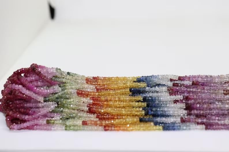 Multi Sapphire Faceted Rondelle Beads 2.5 mm Multi Rainbow Beads Multi Sapphire Beads Wholesale Beads 10 Strands Lot Multi Sapphire Beads