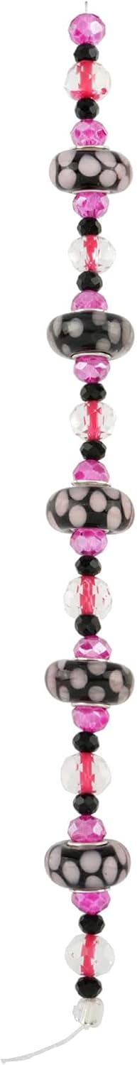 Bead Landing Fuchsia Lampwork Glass Dot Rondelle Beads - Includes 29 Spacer Beads & Handmade Dot Rondelles, Perfect for Jewelry Making & Craft Projects, 12 Pack