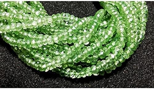 1 Strand Natural Emerald Green Beads, Micro Faceted Beads, Coated Quartz, Rondelle Beads, Wholesale Gemstones, 4mm Beads, 14 Inches