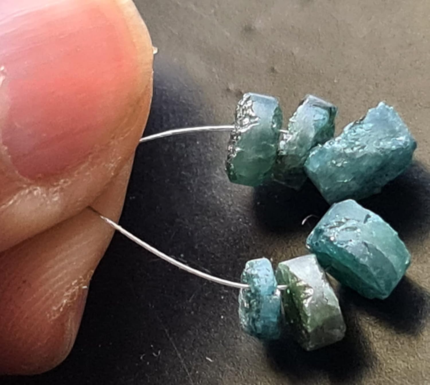 4.8-6mm Blue Button Shaped Raw Diamonds, Front Top Drilled Raw Diamond Button Beads, Blue Tyre Rough Uncut Diamond(1Pc to 5Pc Option)-PPD941, 4.8-6 MM Approx.