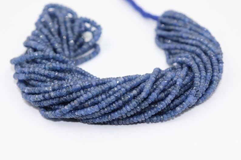 AAA+ Quality Burma Blue Sapphire Faceted Rondelle 2.5-3mm Beads Strand for Jewelry Making Wholesale Natural Blue Sapphire Beads Jewelry Minimalist