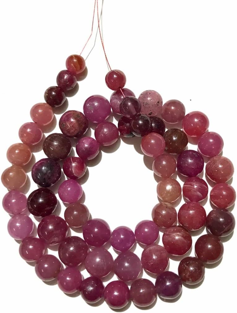 Natural Natural Pink Sapphire roundelle Smooth Beads 7-10 MM 19 inch Long String Jewelry Making Gemstone Beads for Necklace Bracelet
