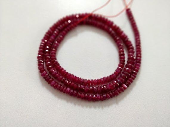 Natural Ruby Faceted Gemstone Beaded 25 Strand 16