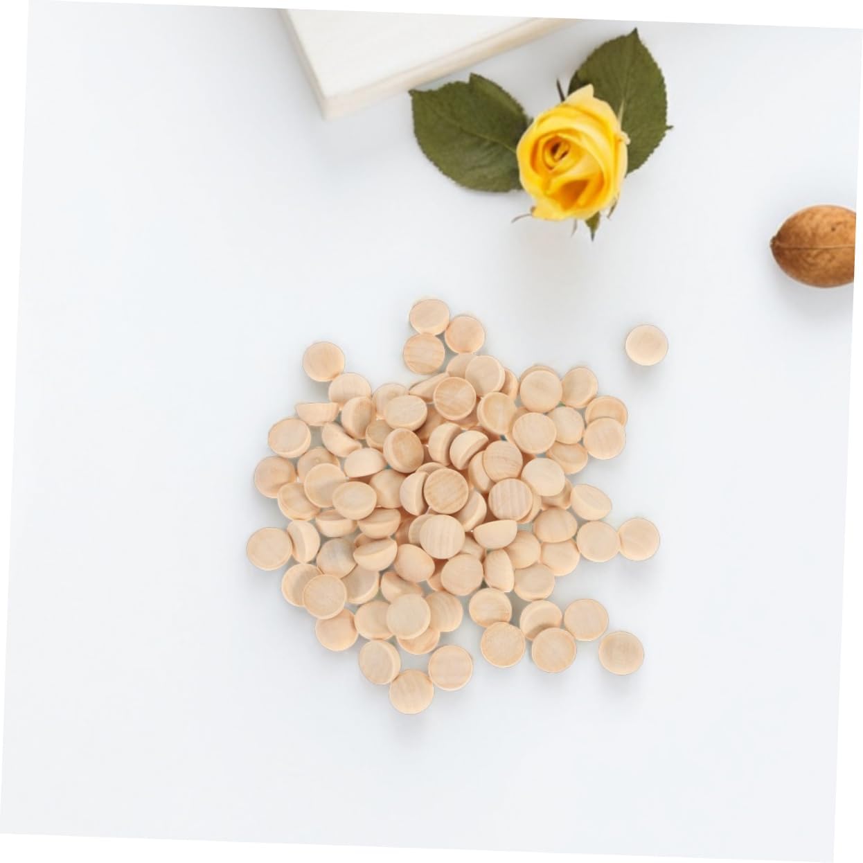 GALPADA 100pcs Half Wooden Beads Unfinished Decorative Craft for Jewelry Making Smooth Natural Wood Half Round Beads for Art Projects and Creative Crafts