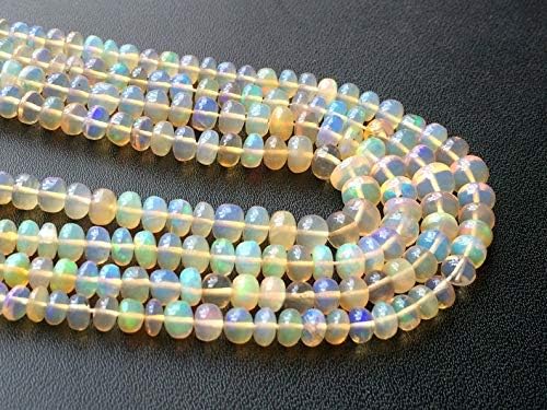 Ethiopian Welo Opa Plain Rondelle Beads, AAA Ethiopian Welo Opal Necklace, Fire Opal, 3.5-7mm, 15 Inch