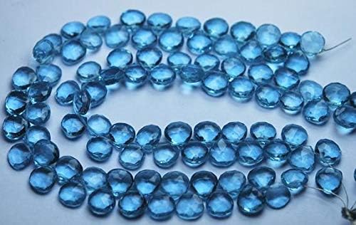 7 Inch Strand,Super Finist,Aquamarine Quartz Faceted Heart Shape Briolette,Size 8mm Code-HIGH-62515