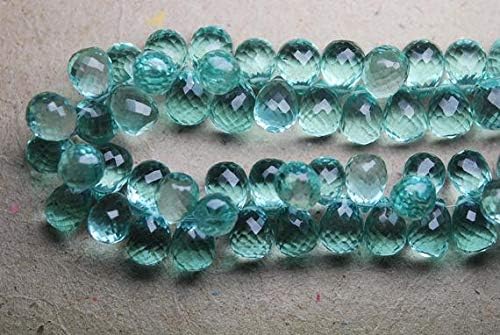 30 Pcs of Extremely Beautiful,Super Finest,Fluorite Green Quartz Micro Faceted Tear Drops Shape Briolettes,10-11mm Code-HIGH-55072