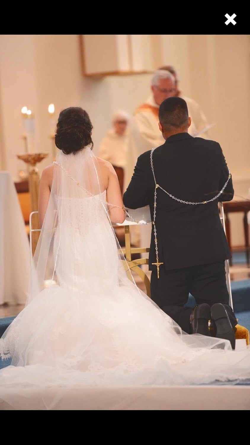 12mm White Crystal Pearls and Rhinestone Wedding Lasso/laso De Boda/Crystal Pearls Wedding Rosary Silver Plated Lazo De Boda Perlas Blancas Finas