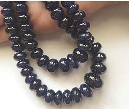16 inch Strand Natural Blue Sapphire 6.5-15 mm rondelle Smooth Beads for Jewelry - Blue Sapphire Beads/Sapphire Beads/rondelle Beads/ 6.5mm - 15mm Beads Approx 16 inch Full Strand