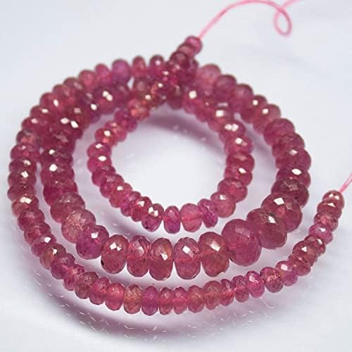 13 inch Strand of Natural gem Pink Sapphire, 9mm Rondelle Faceted Beads for DIY Jewelry Making. | Beads_06381
