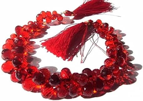 Full 7 Inches Strand. Red Quartz Micro Faceted Tear Drop Briolettes Size- 9x5-12x8mm