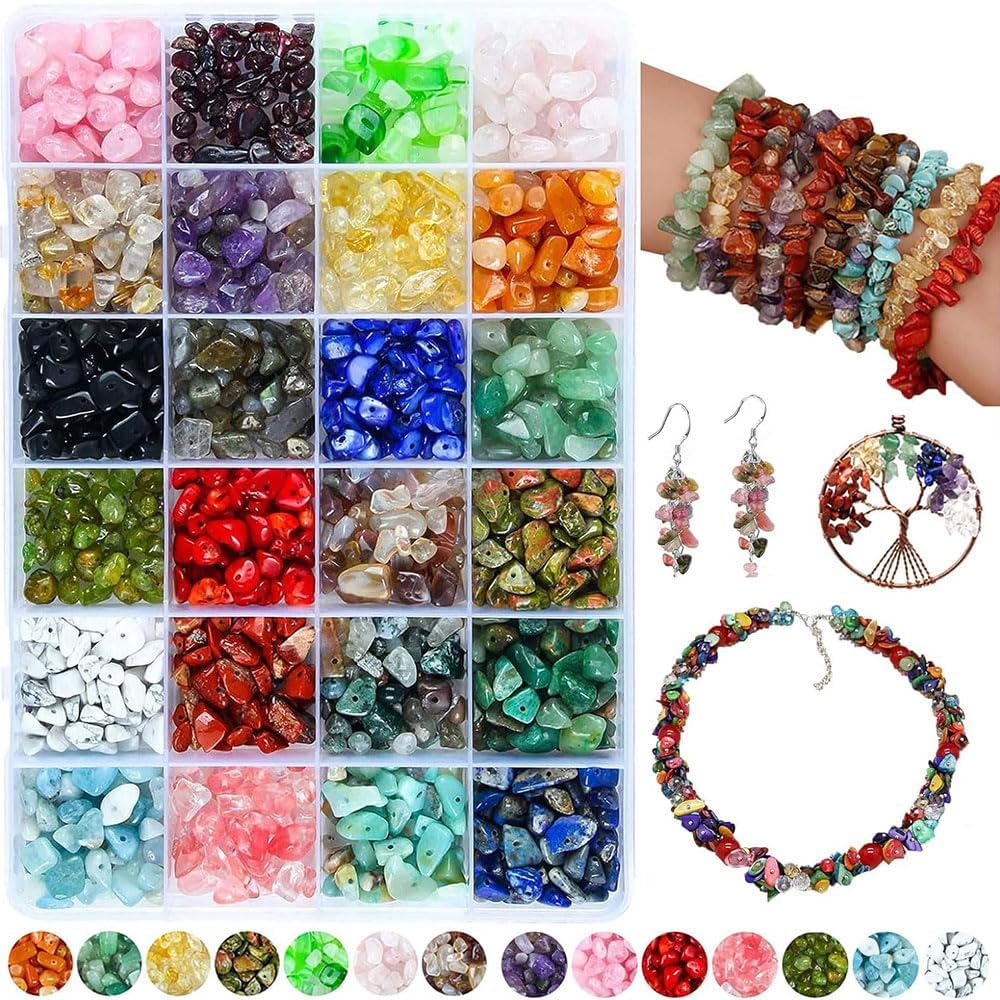 8MM Natural Irregular Amethyst, Agate, Amazonite, Pink Quartz Chip Beads for DIY Jewelry Making and Bracelets - (Color: Clear Quartz/Size: 20Pcs -16 Inches)