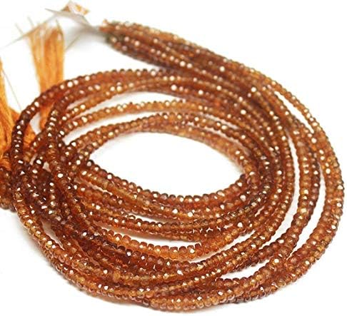 1 Strand Mandarin Garnet rondelle Faceted 13'' Long Strand Gemstone Beads, Jewelry Supplies for Jewelry Making, Bulk Beads, for Meditation Jewellery for Reiki Healing Mystic Gemstone 2.5mm