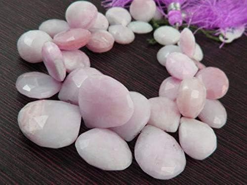 277carat -AAA-Peruvian Pink Opal Faceted Heart Big Briolettes- 8 Inch Long Strand -Stones Measure -12-18mm Code-HIGH-8986