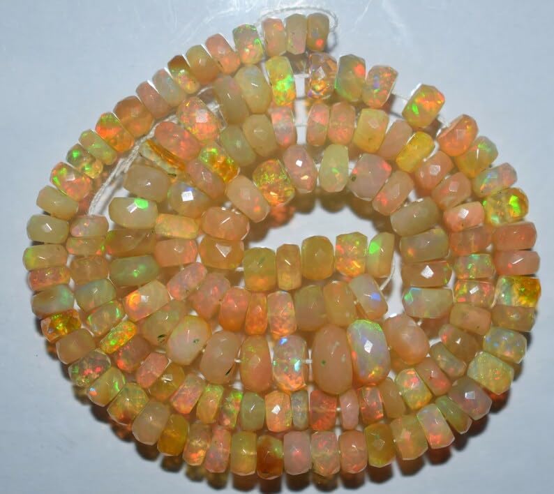 13 inch Strand of Natural gem Opal, 5-7mm rondelle Faceted Beads for DIY Jewelry Making. | Beads_05896