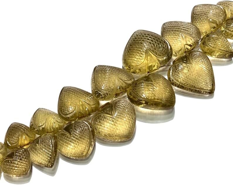 Natural Lemon Quartz Hert Smooth Beads 14x15-15x20mm 8 inch Long String Jewelry Making Gemstone Beads for Necklace Bracelet