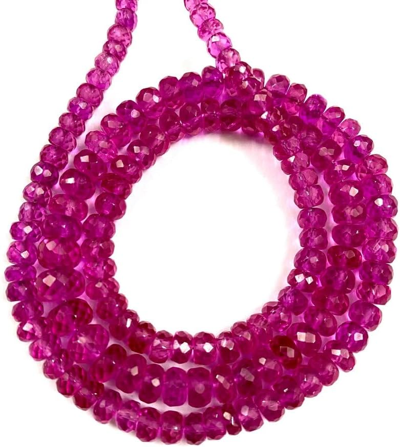 Natural Pink Spinel RONDELLE Faceted Beads 6X8MM 18 inch Long String Jewelry Making Gemstone Beads for Necklace Bracelet