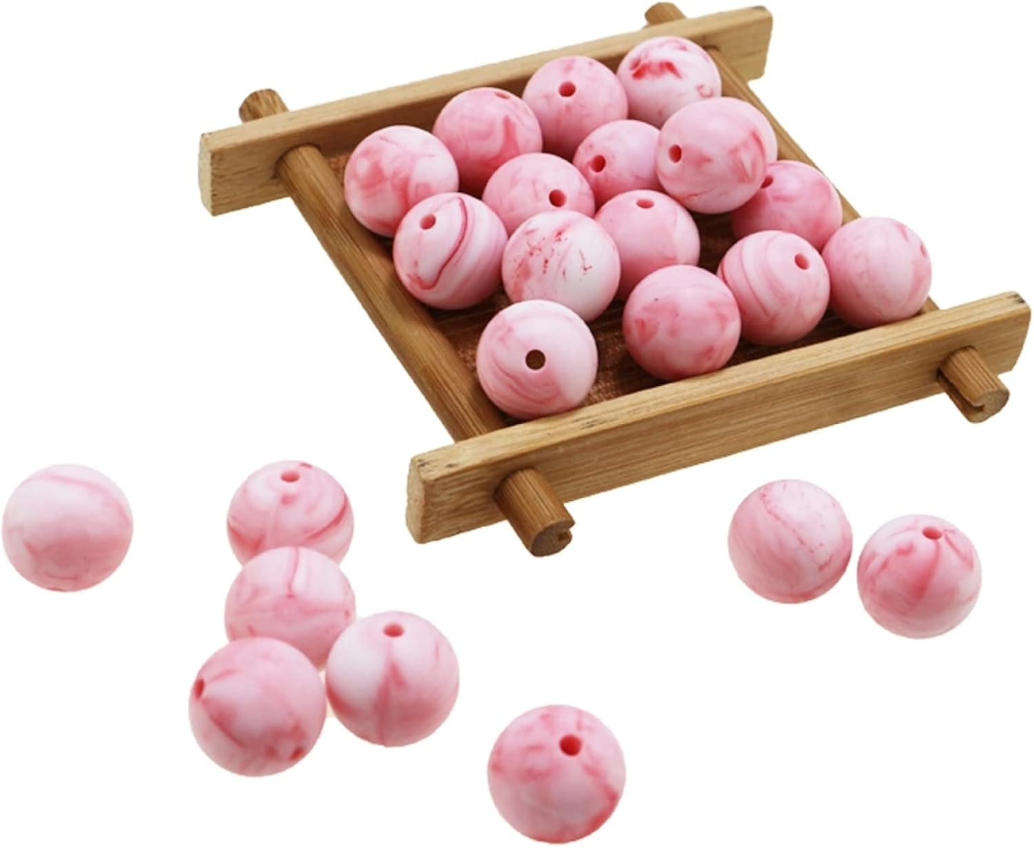 Silicone Beads Bulk 10mm 12mm 15mm 20mm DIY Necklace Bracelet Keychain Making Craft Set Jewelry, Colorful Silicone Beads Bulk Round Marble Silicone Beads Loose with Accessories (10mm Blue)