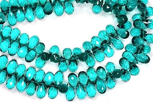5.5 Inch 10-13mm High Polish Blue Green Apatite Quartz Faceted Teardrop Code-HIGH-59577