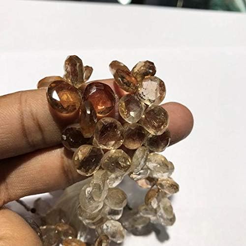 AAA Imperial Copper Topaz Faceted Heart Shap Briolette Beads,Natural Imperial Topaz 10 to11 mm 8 Inch Loose Briolettes,Imperial Copper Topaz