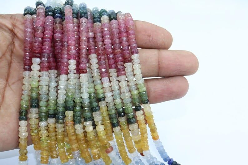 Multi Sapphire Faceted Rondelle Beads 5-5.5 mm Multi Beads Multi Rainbow Beads Multi Sapphire Beads Wholesale Beads
