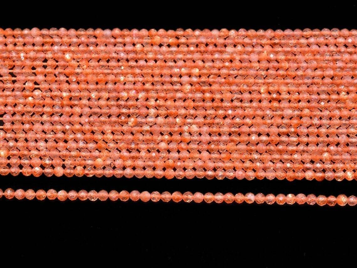 Sunstone 1str Laser Faceted rondelles Gemstone Beads for Jewelry 2.8-3mm 50 Strand CHIK-STRD-87792