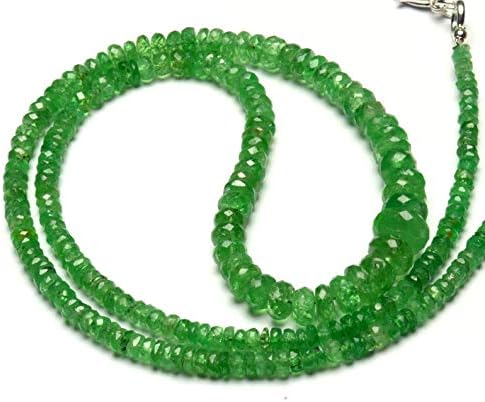 Natural Gemstone Tsavorite Faceted 3 to 8MM Big Size Rondelle Beads 19 Inch Full Strand Very Rare Gem Beads Necklace Green Garnet