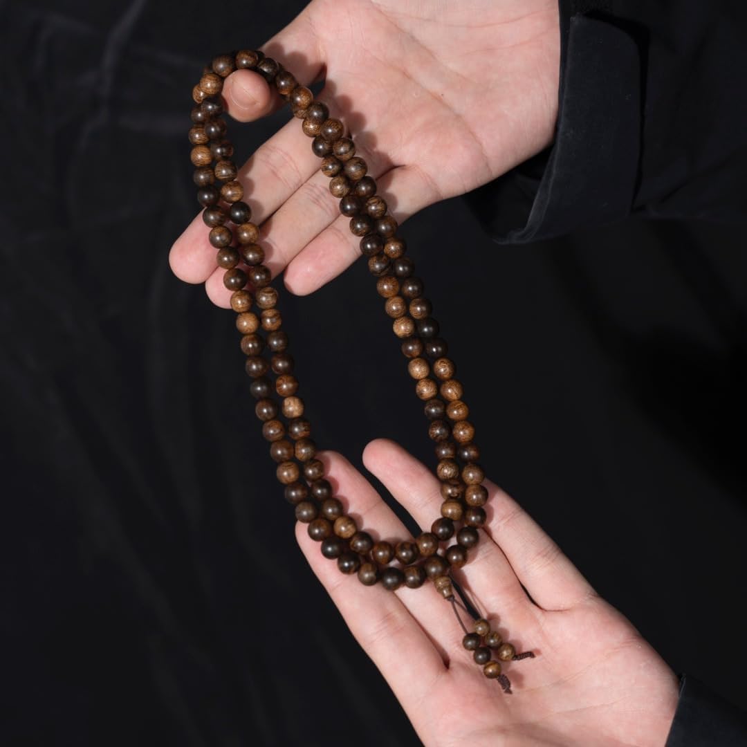 Vietnamese Nha Trang White Agarwood Burl Old Wood Agarwood 8mm*108 Beads Multi-Circle Prayer Beads Sink-Grade