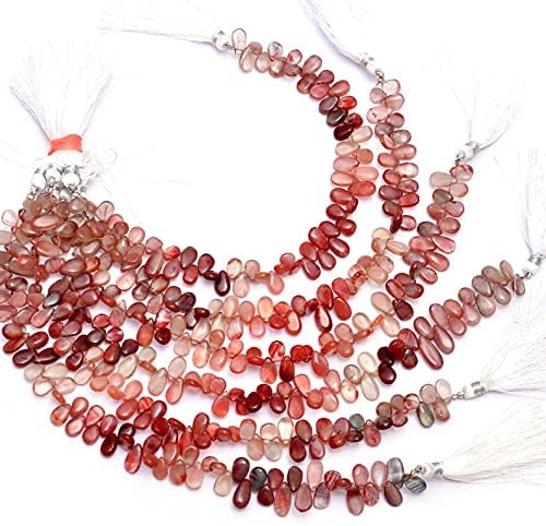 8 inch Strand of Natural Andesine 6x9mm pear Smooth briolette Beads for DIY Jewelry Making. |BRIO_00412