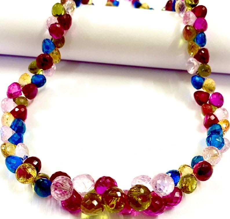 Natural Multi Sapphire Onion facated Beads 6-8 MM 21 inch Long String Jewelry Making Gemstone Beads for Necklace Bracelet