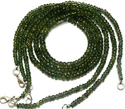 Hand_Crafted 1 Strand Natural Green Apatite 4 to 6MM Smooth Rondelle Beads 16 Inch YO-NECK-10008
