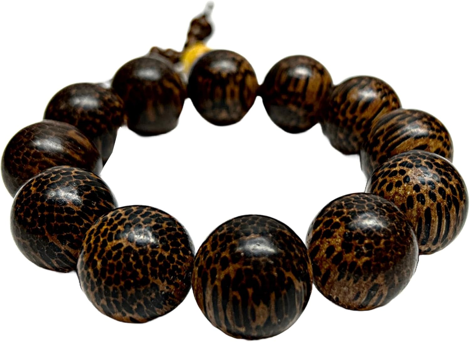 Natural Scale Dots Pattern Wood Beads Hand Rosary Praying Bracelet Aws4687