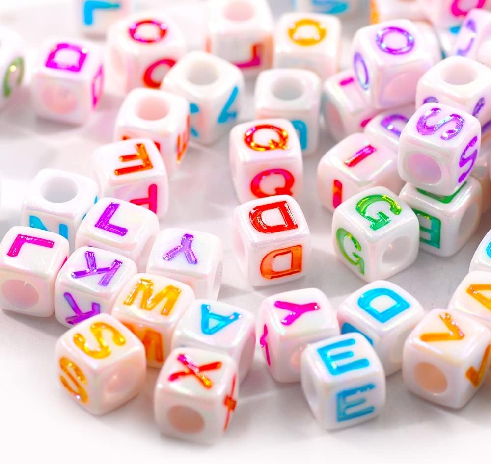 Davitu Handicrafts Tool English Alphabet Square A Z Acrylic Letter Beads 6/7mm Alphabet Enlightenment Toy Beads |Beads| - - (Item Diameter: 6x6mm 2500Pcs)