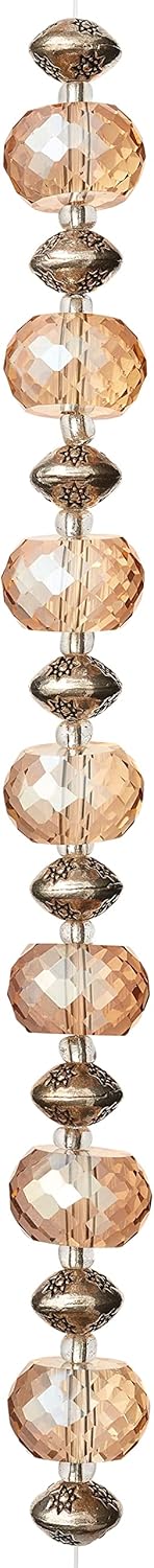 Bead Landing Amber Glass & Metal Rondelle Beads, 12 Pack