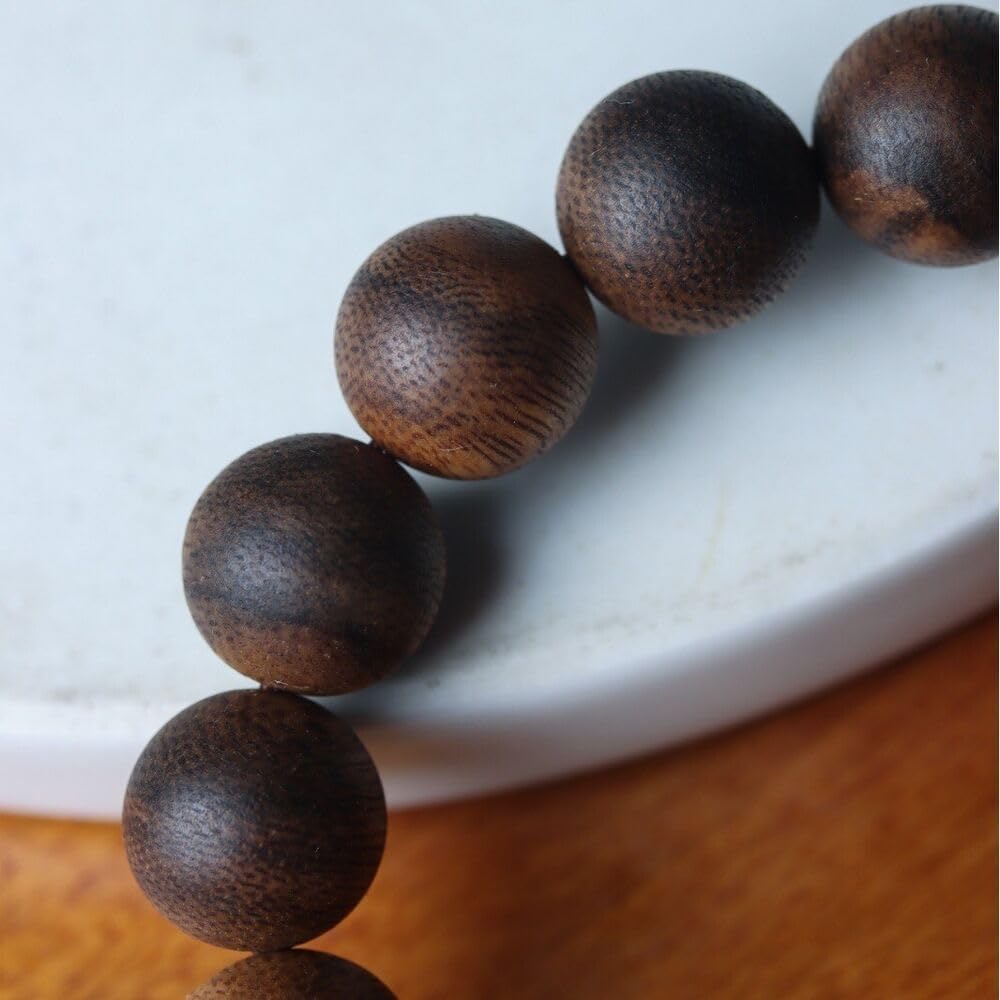 Agarwood 12mm Natural agarwood White Chess Sinking Flower Bead Strand Buddha Bead Rosary