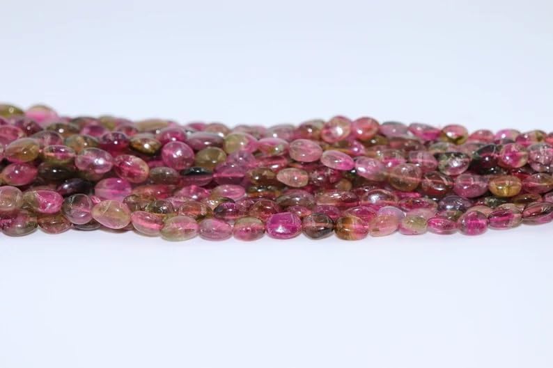 Watermelon Tourmaline Smooth Oval Shape Beads 5 * 7-6 * 8 mm Tourmaline Smooth Oval Shape Bead Tourmaline Necklace for Making Jwelery