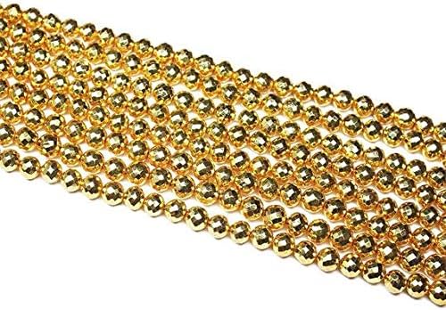 8 Strand Lot Gold Pyrite Faceted Round Ball Gemstone Loose Beads Strand 12 Inch Long 7mm Code-HIGH-2031
