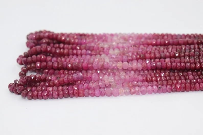 Ruby Faceted Rondelle Beads 4-5 mm Sapphire Beads Ruby Rondelle Beads Faceted Ruby Wholesale Beads for Making Jewelry